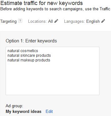 Keyword online bid estimator