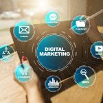 digital marketing and related icons and terms