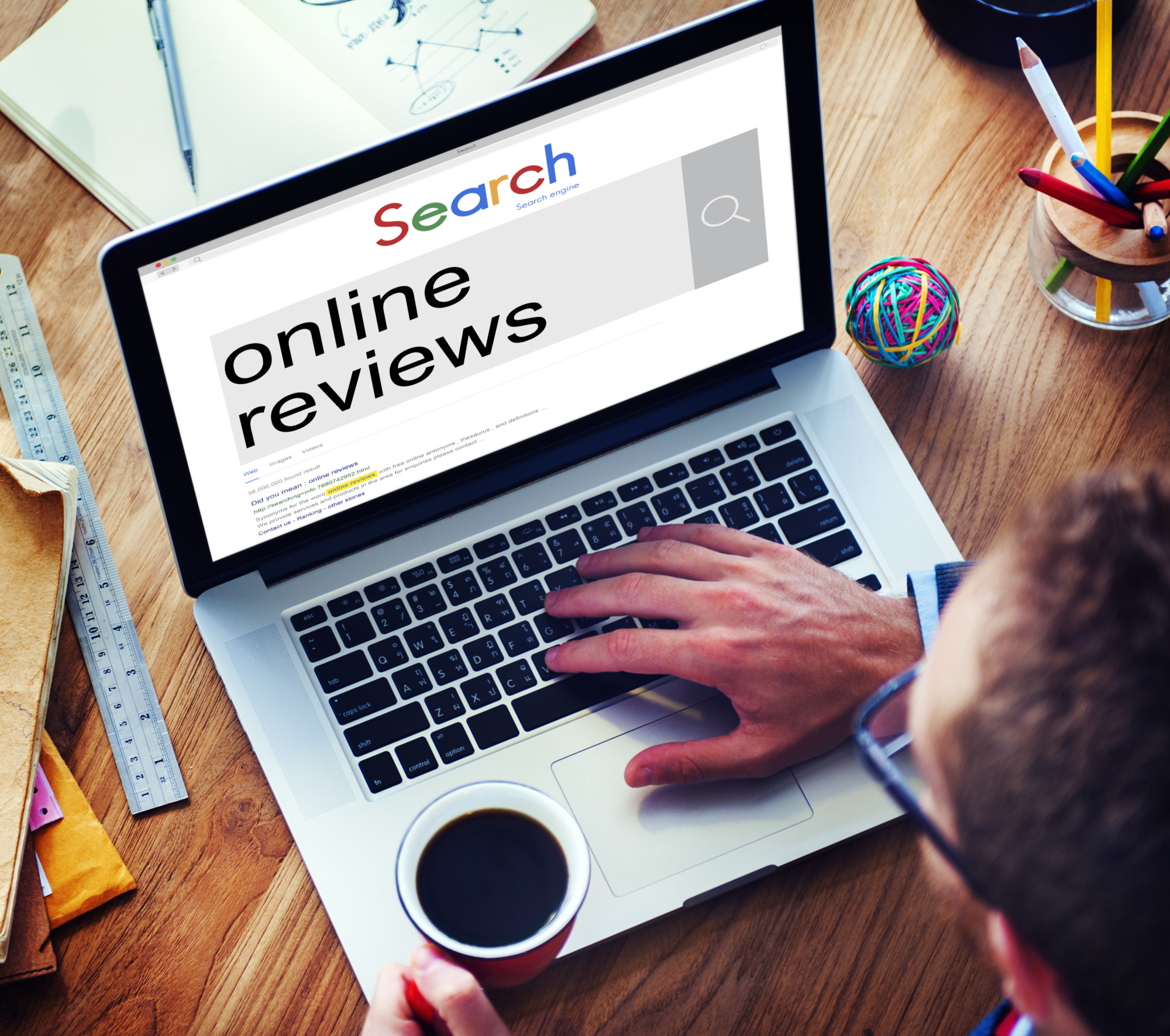 online reviews on laptop
