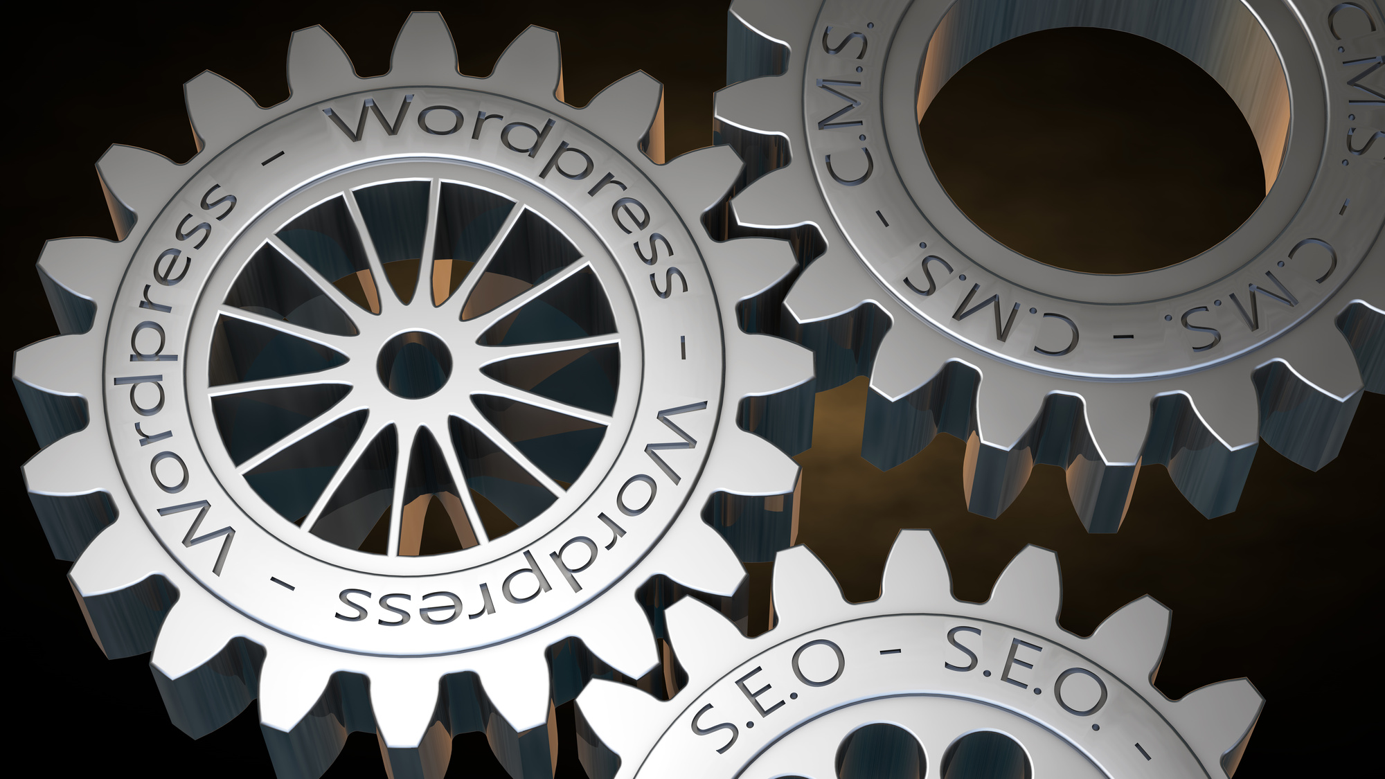 wordpress CMS SEO text on gears