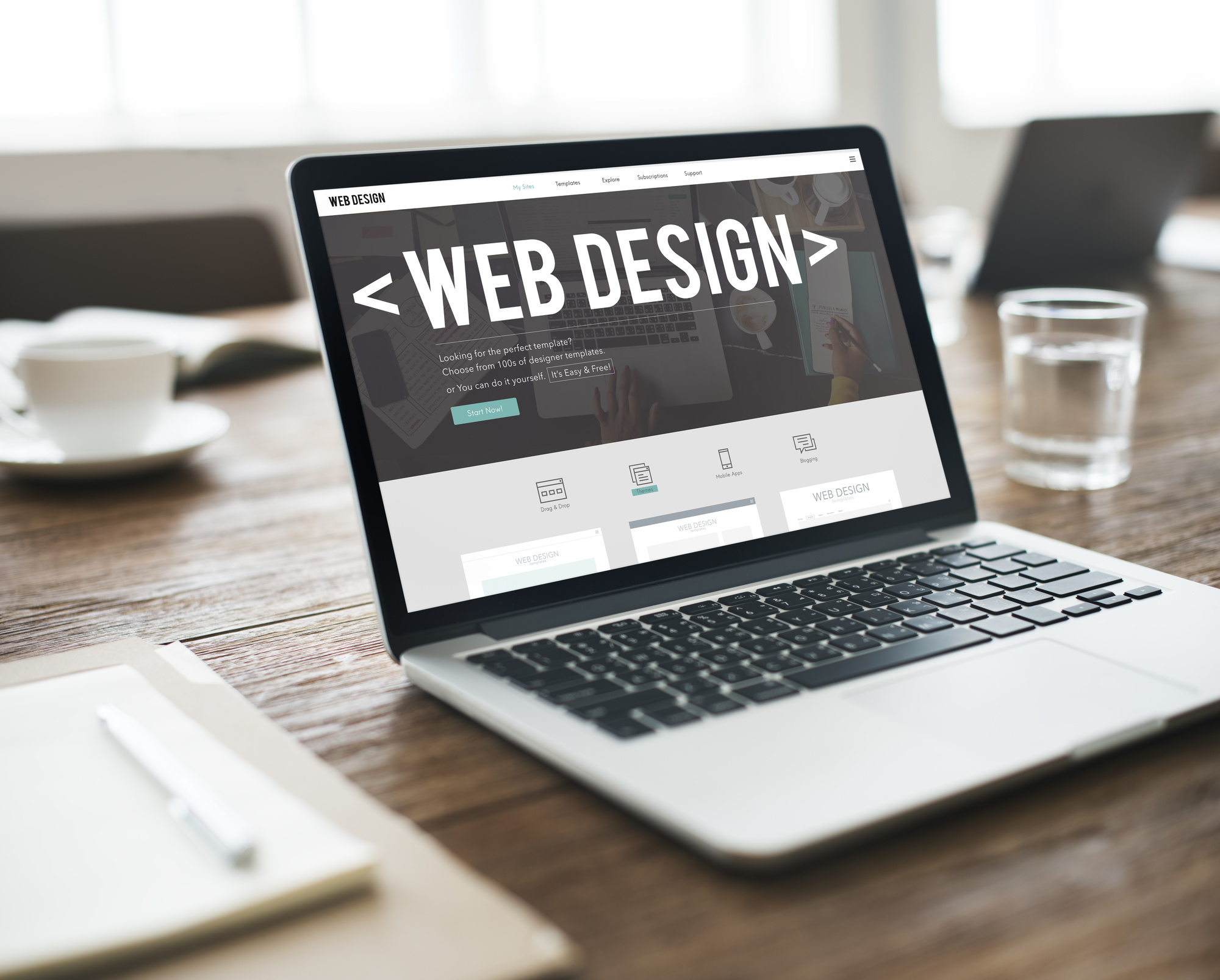 web design on laptop screen