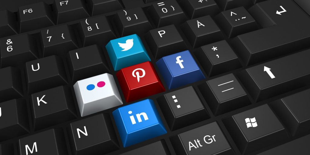 Logo of Popular Social Media Companies on Keyboard Buttons